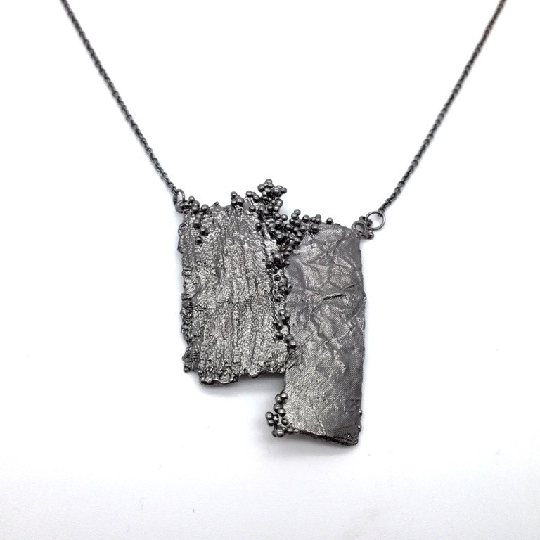 Silver handmade necklace in sterling silver black rhodium plated 