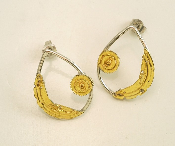 Silver earrings 925 rhodium and gold plated