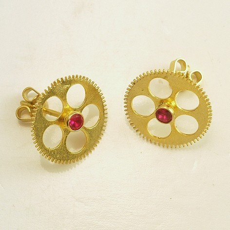 Silver earrings 925 gold plated with synthetic stones