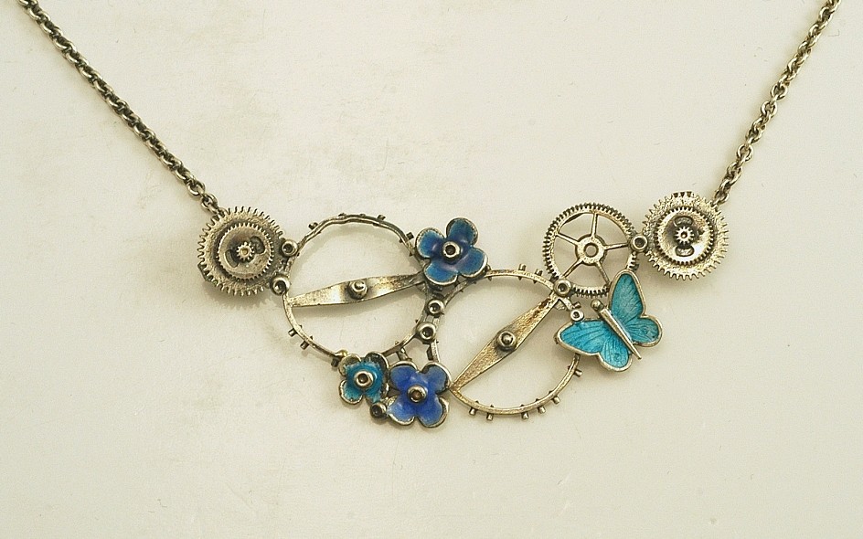 Silver necklace 925 enameled 