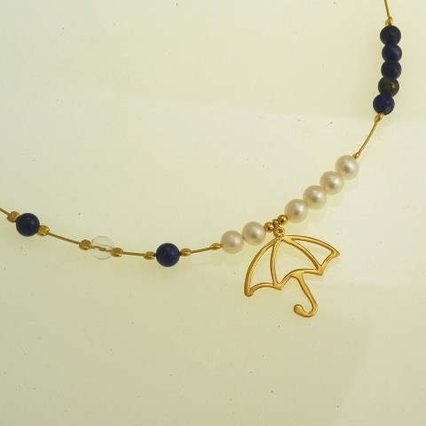 Silver necklace 925 gold plated with synthetic stones