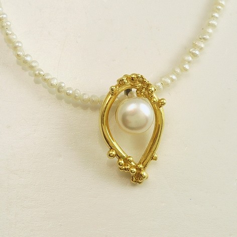 Silver pendant 925 gold plated with pearl
