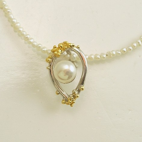 Silver pendant 925 rhodium and gold plated with pearl