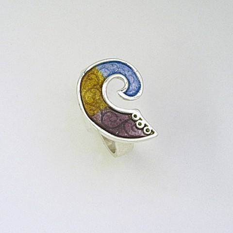 Silver ring 925 enameled with multi colors