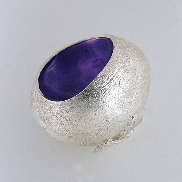 Silver ring 925 enameled with purple and blue colors