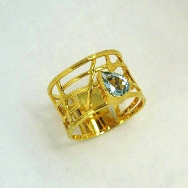 Gold ring 14K or 18K with semiprecious stones
