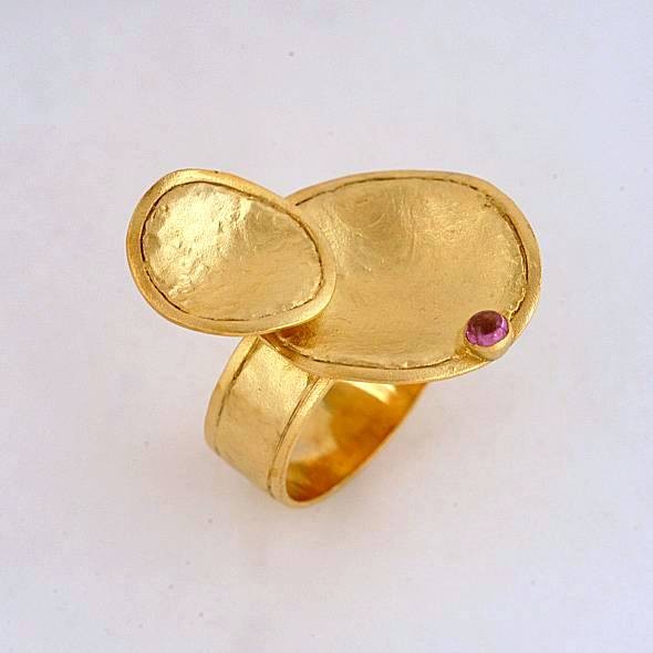Gold ring 14K or 18K with semiprecious stones