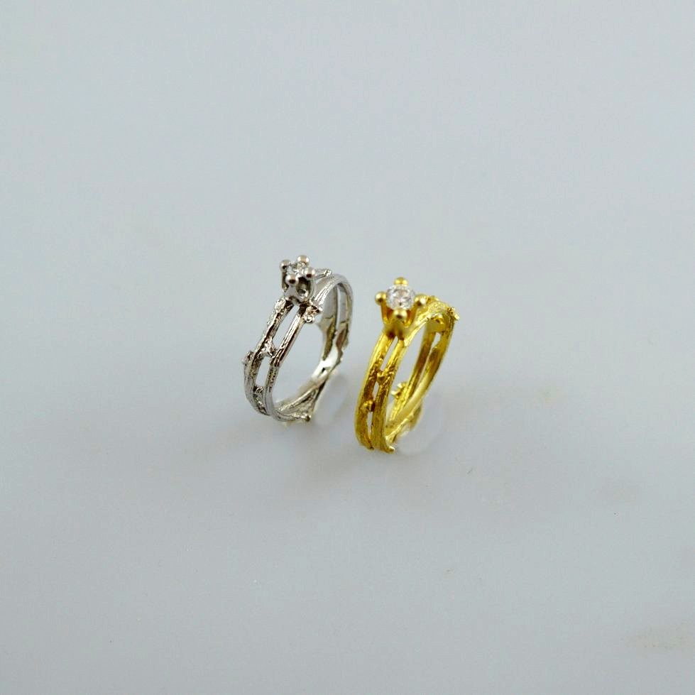 Gold or white gold ring 14K or 18K with diamonds brilliant cut