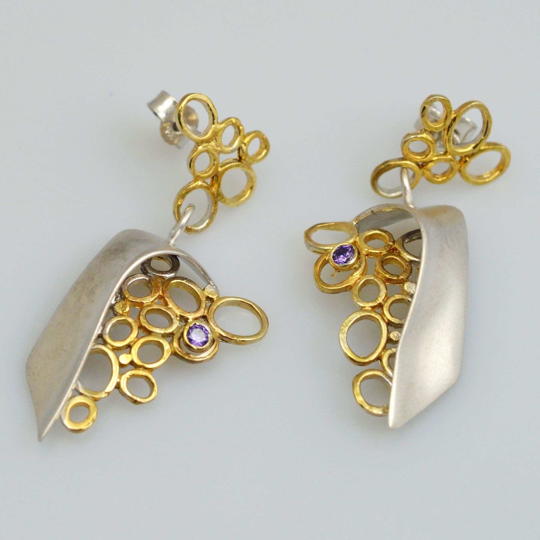 Silver earrings 925 rhodium and gold plated
