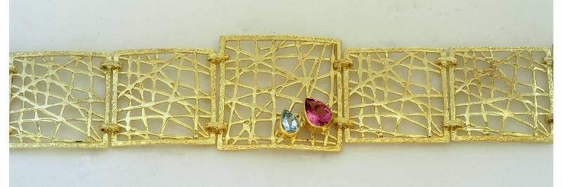 Gold bracelet 14K or 18K with semiprecious stones