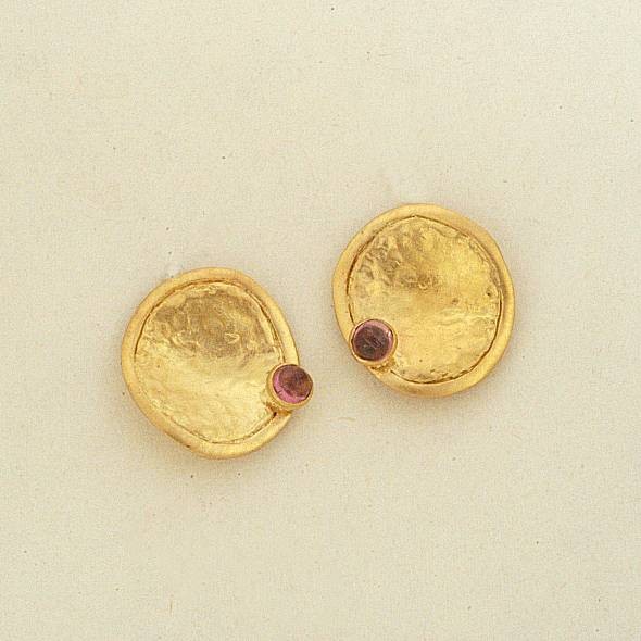 Gold earrings14K or 18K with semiprecious stones