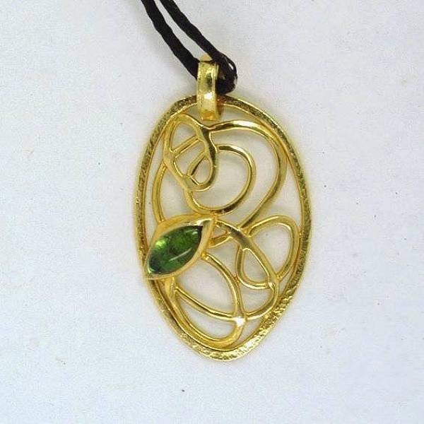 Gold pendant 14K or 18K with semiprecious stones