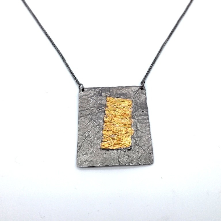 Silver necklace 925 black rhodium and gold plated