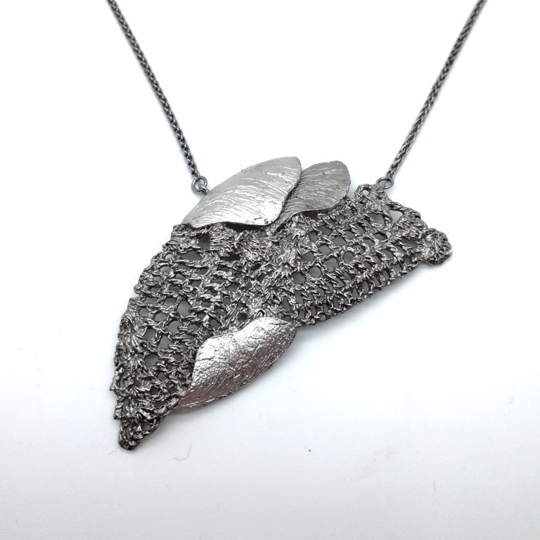Silver handmade necklace in sterling silver black rhodium and rhodium plated