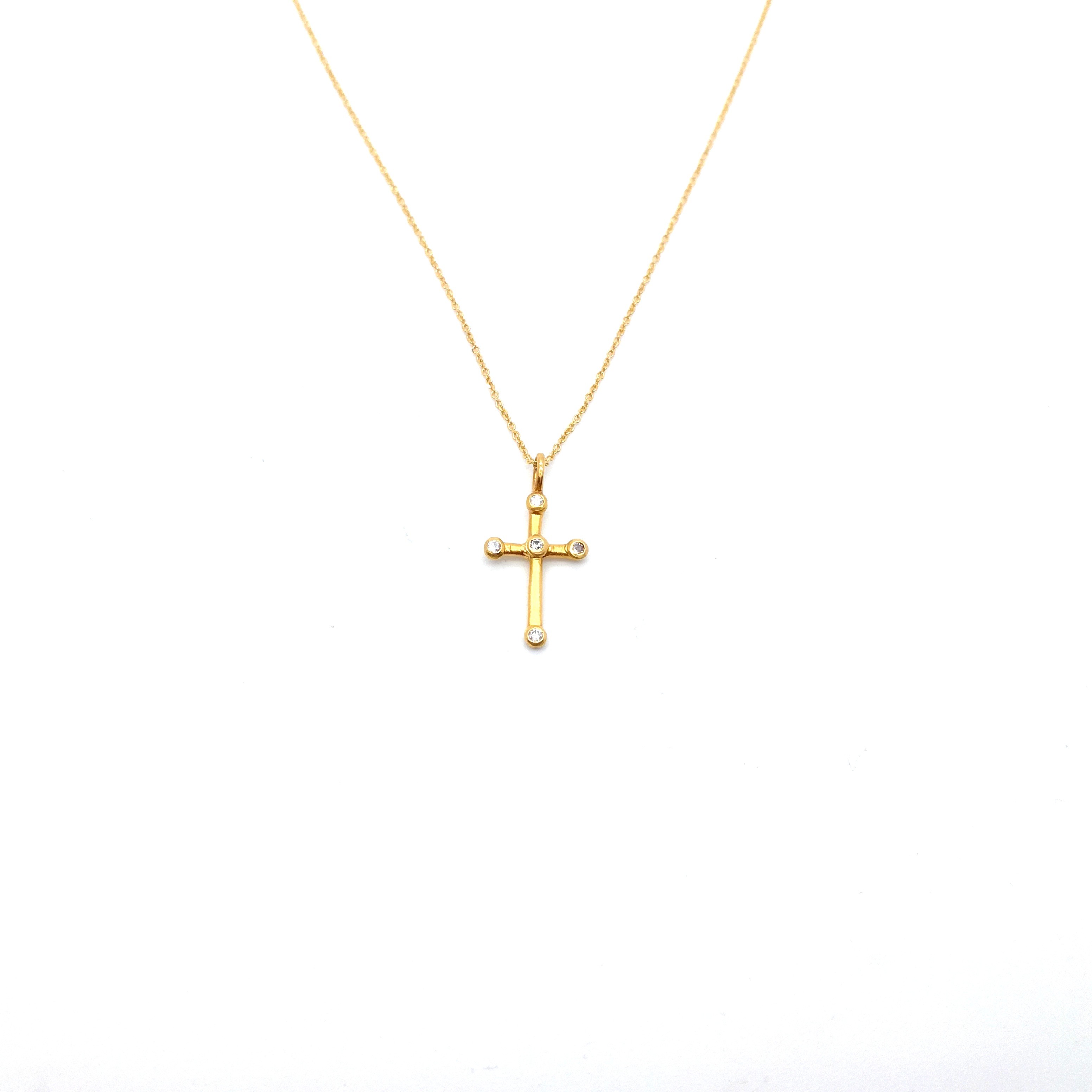 Gold or white gold cross 14K or 18K with pearl